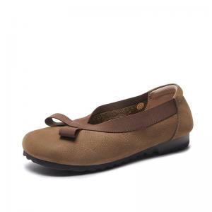 Low Heels Leather Cozy Bowknot Slip-On Shoes