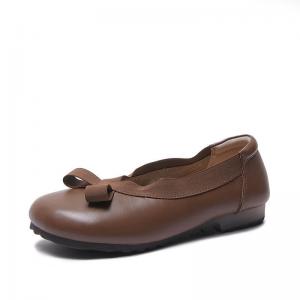 Low Heels Leather Cozy Bowknot Slip-On Shoes