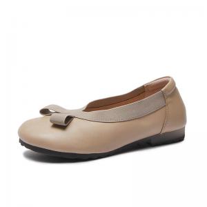 Low Heels Leather Cozy Bowknot Slip-On Shoes