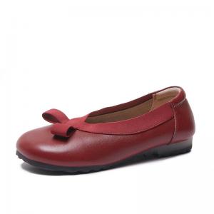 Low Heels Leather Cozy Bowknot Slip-On Shoes