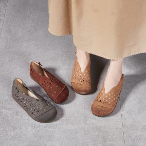 Breathable Round Toe Holes Cozy Hippie Flats