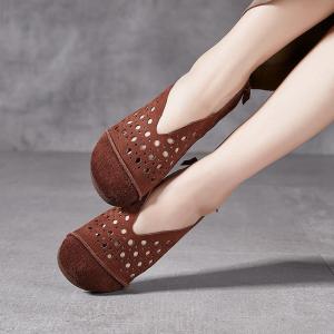 Breathable Round Toe Holes Cozy Hippie Flats