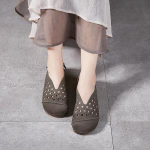 Breathable Round Toe Holes Cozy Hippie Flats