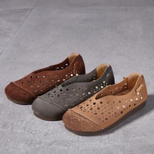 Breathable Round Toe Holes Cozy Hippie Flats