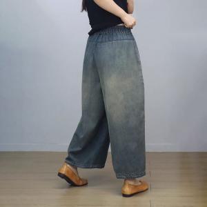 High Waist Wide Leg Peony Embroidered Jeans