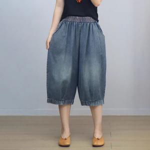 Casual Relax-Fit Stone Wash Cropped Jeans