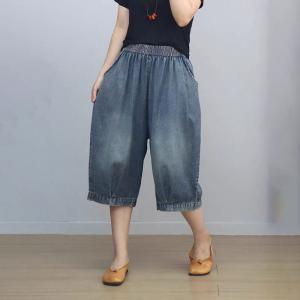 Casual Relax-Fit Stone Wash Cropped Jeans