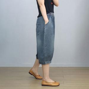 Casual Relax-Fit Stone Wash Cropped Jeans