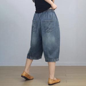 Casual Relax-Fit Stone Wash Cropped Jeans