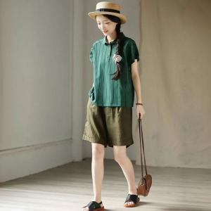 Casual Cotton Summer Vertical Stripes Polo T-shirt