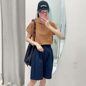 Casual Cotton Summer Vertical Stripes Polo T-shirt