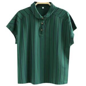 Casual Cotton Summer Vertical Stripes Polo T-shirt