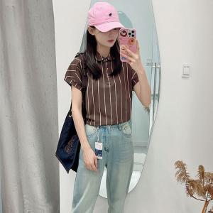 Casual Cotton Summer Vertical Stripes Polo T-shirt