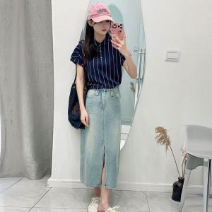 Casual Cotton Summer Vertical Stripes Polo T-shirt