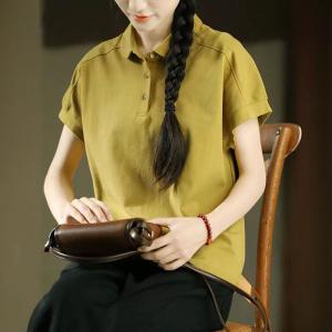 Polo Neck Cotton Sports Yellow Tee