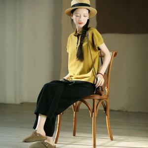 Polo Neck Cotton Sports Yellow Tee