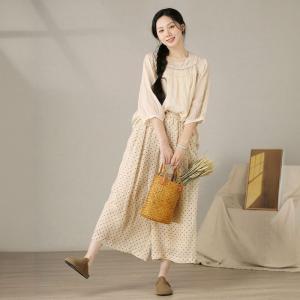 Lace Collar Pleated Oversized Sheer Peasant Blouse