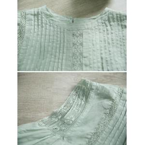 Summer Ramie Lace Splicing Pastel Green Blouse