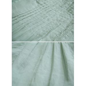 Summer Ramie Lace Splicing Pastel Green Blouse