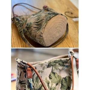 Flowers Patterned Hemp Linen Bucket Bag