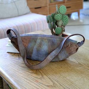 Chunky Linen Shoulder Half Moon Bag