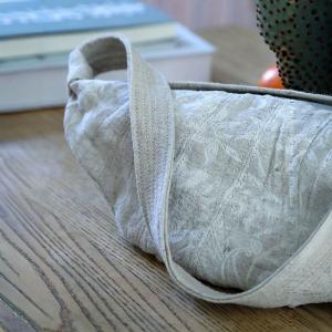 Chunky Linen Shoulder Half Moon Bag