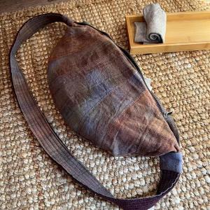 Chunky Linen Shoulder Half Moon Bag