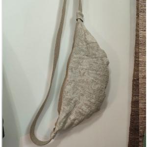 Chunky Linen Shoulder Half Moon Bag