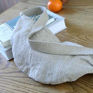 Chunky Linen Shoulder Half Moon Bag