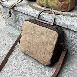 Wood Handle Printed and Embroidery Handbag