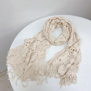 Elegant Cotton Fringed Crochet Scarf
