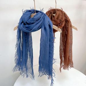 Organic Linen Tassel Plain Scarf