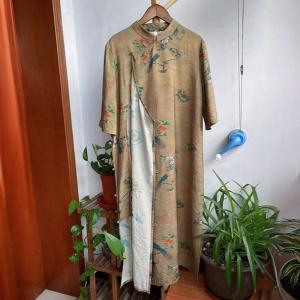 Bird and Flowers Modern Slit Cheongsam