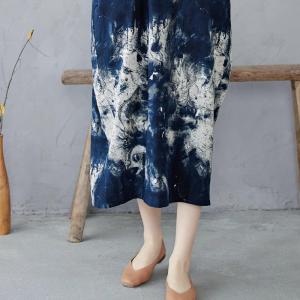 Ethnic Blue Chinoiserie Tie Dye Tunic Dress