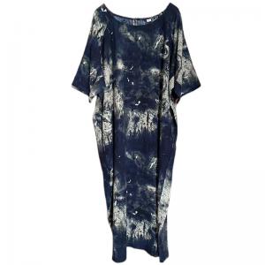 Ethnic Blue Chinoiserie Tie Dye Tunic Dress