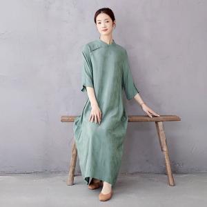 Summer Loose Silky Chinese Maxi Cheongsam
