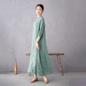 Summer Loose Silky Chinese Maxi Cheongsam