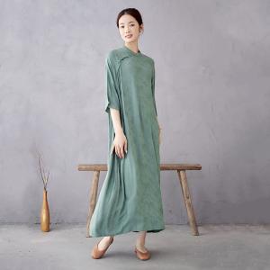Summer Loose Silky Chinese Maxi Cheongsam