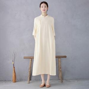 Baby Yellow Mandarin Collar Neo Chinese Dress