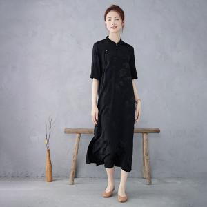 Side Slit Penoy Jacquard Modern Qipao Dress
