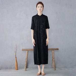 Side Slit Penoy Jacquard Modern Qipao Dress