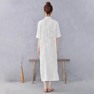 Side Slit Penoy Jacquard Modern Qipao Dress