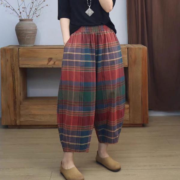 Organic Linen Loose Classic Tartan Pants