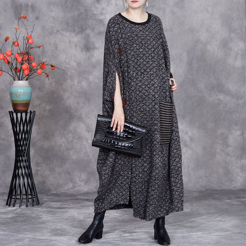 Elegant Wool Blend Ninth Sleeve Round Neck Solid Color Red Black Gray 90s comfy plus size buykud travel resort ugly sweater