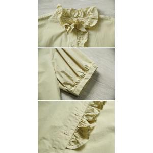 Ruffled Collar Cotton Yellow Peasant Blouse