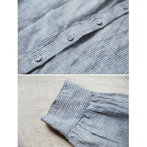 Blue Vertical Pinstriped Long Sleeves Linen Shirt