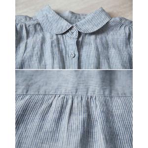 Blue Vertical Pinstriped Long Sleeves Linen Shirt