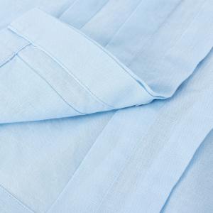 Stand Collar Cotton Linen Pleated Summer Blouse