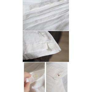 Stand Collar Cotton Linen Pleated Summer Blouse