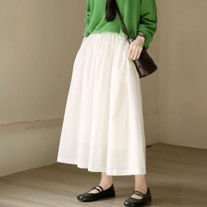 French Cotton White A-Linen Skirt